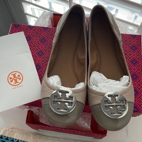 ❌SOLD❌ Tory Burch Minnie Cap-toe ballet flat size 38.5 - Picture 1 of 12